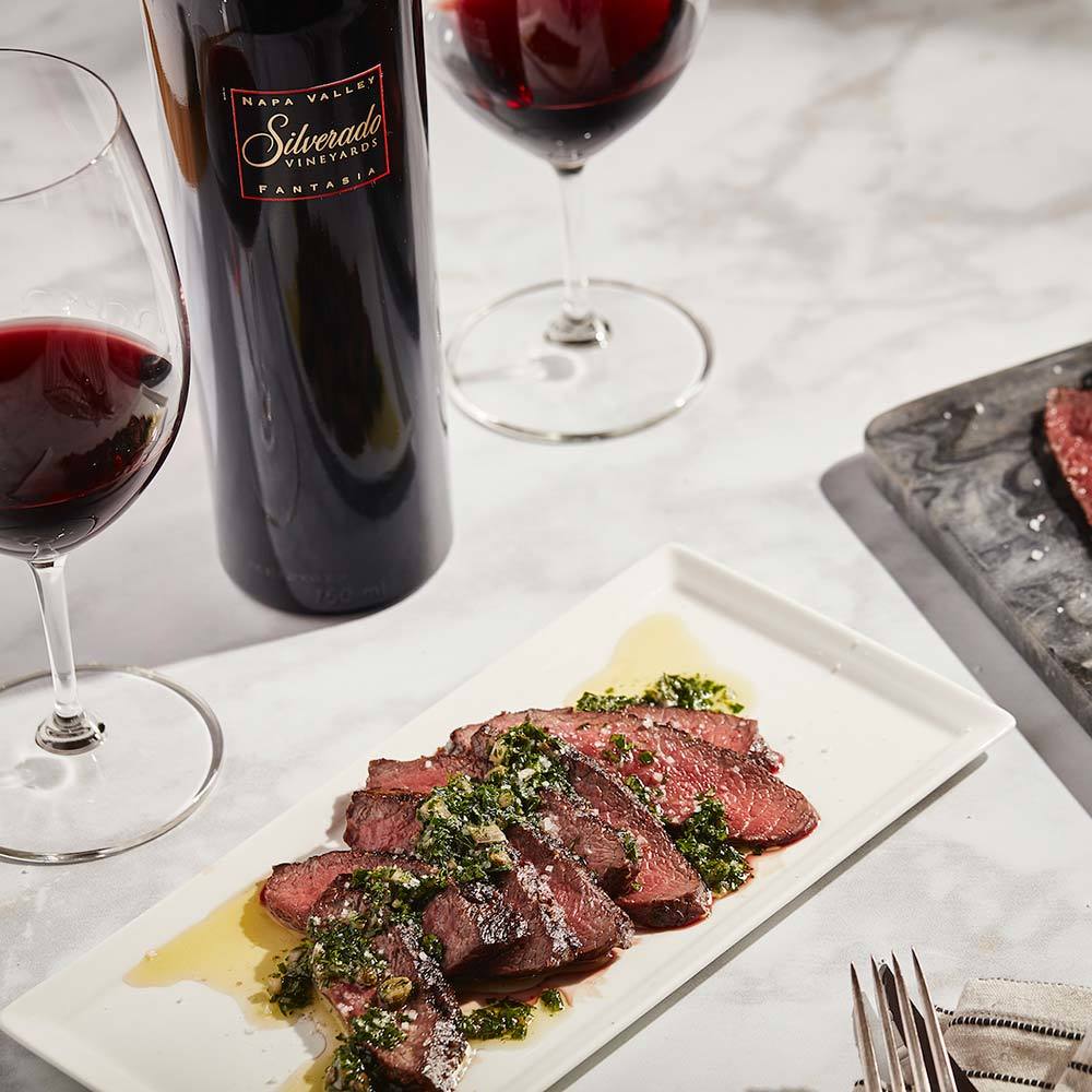Grilled Flat Iron Steaks with Chimichurri