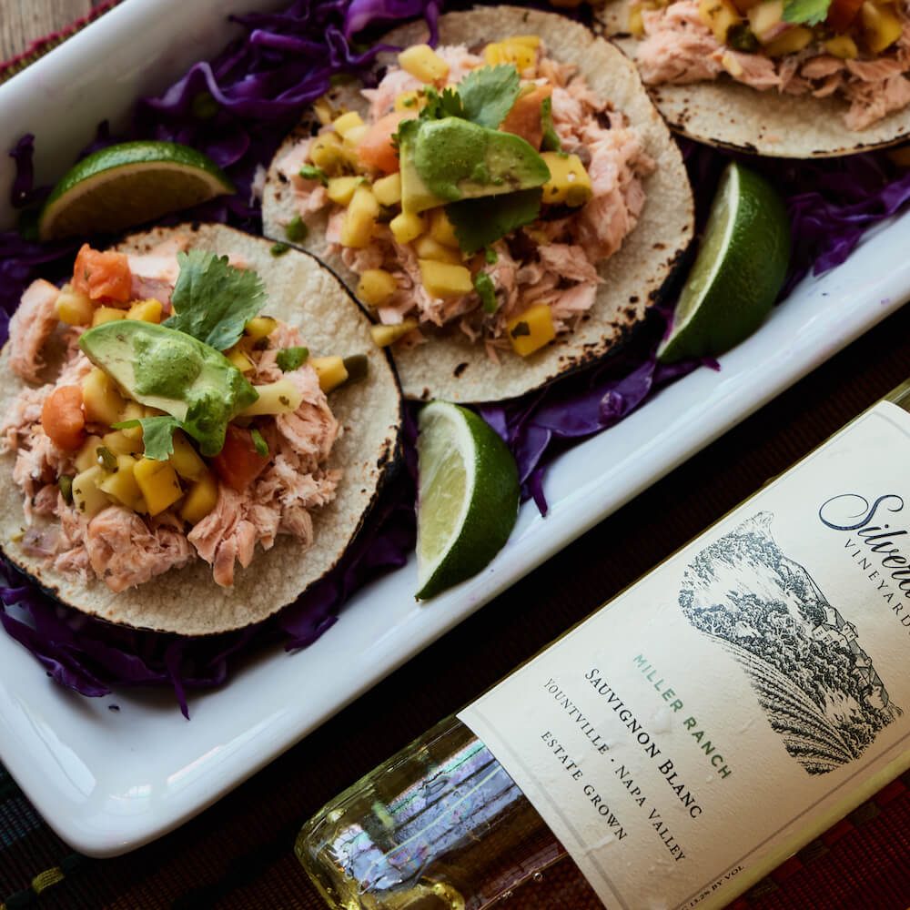 Salmon Tacos with Mango Salsa